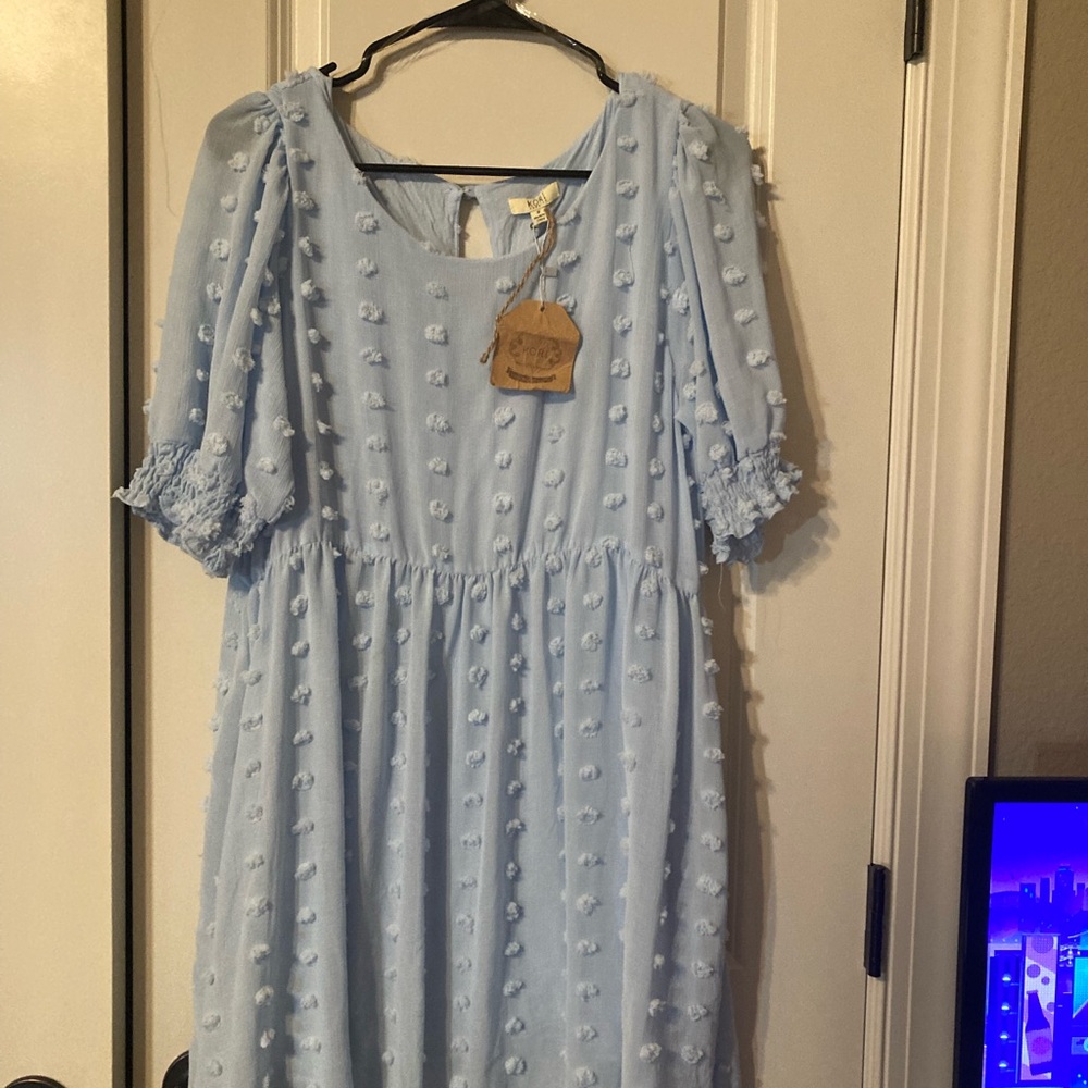 Kori Blue Midi Sundress for Wedding Guest